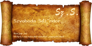 Szvoboda Sándor névjegykártya